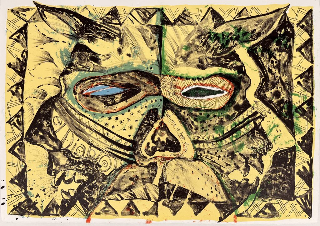 Lithographic print in color by artist Adrian Tio made in collaboration with printer Liz Bannish